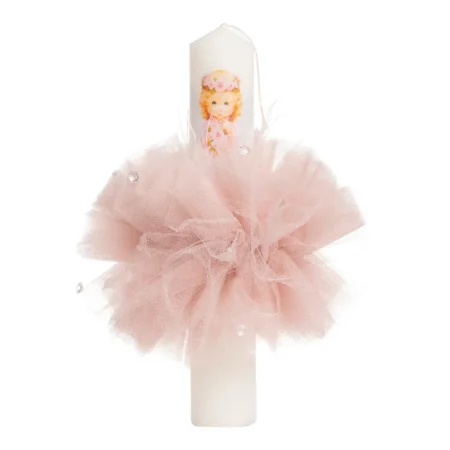 Lumanare Botez Tulle Roz
