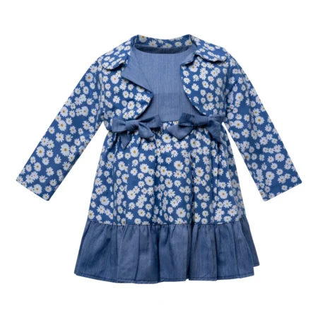 Rochiță cu Floricele și Denim pentru Bebeluș Fetiță