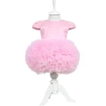 Rochiță Roz cu Tulle și Fundă pentru Bebe Fetiță 9-12 luni