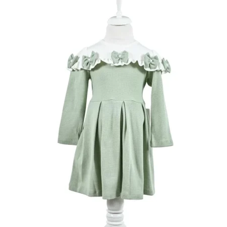 Rochie Verde Casual din Bumbac pentru Fete 2+ Ani