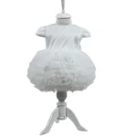 Rochita Bebelusi Fetita 0-2 ani albă cu tulle și fundă