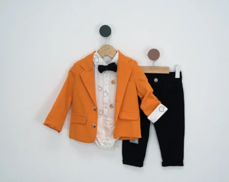 Costum bebeluș băiat cu body și sacou 3-12 luni