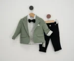 Costum bebeluș băiat cu sacou verde deschis