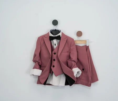 Costum băieți 1-5 Ani, Roz, cu Cămașă și Papion