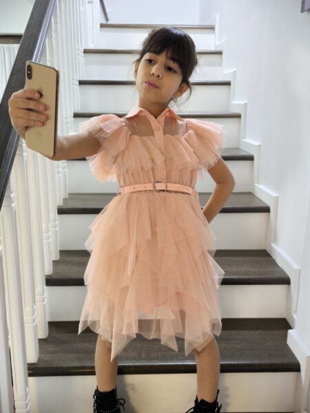 Rochie din Tulle Roz pentru Fete 2-5 Ani