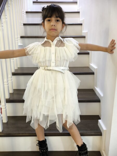 Rochie din Tulle Albă pentru Fete 2-5 Ani