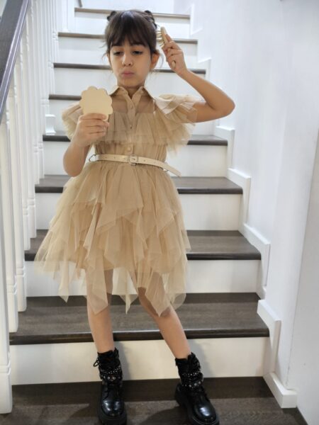 Rochie din Tulle Bej pentru Fete 2-5 Ani
