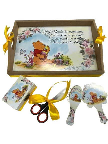 Tava si Accesorii pentru Mot Baiat cu Ursuleț din Desene Animate